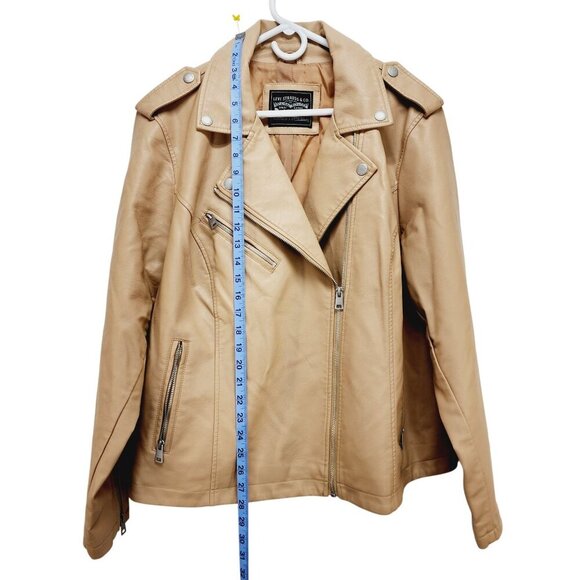 Levi's Women's Faux Leather Biker Jacket Size 2X Tan With Zipper Pockets New - Picture 6 of 13